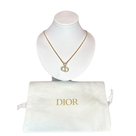 Like New Vintage Christian Dior Roped C.D Logo Rhinestone Necklace - Picture 4 of 10